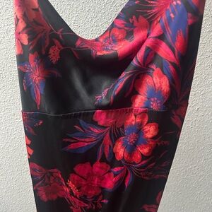 Floral Black and Red Dress